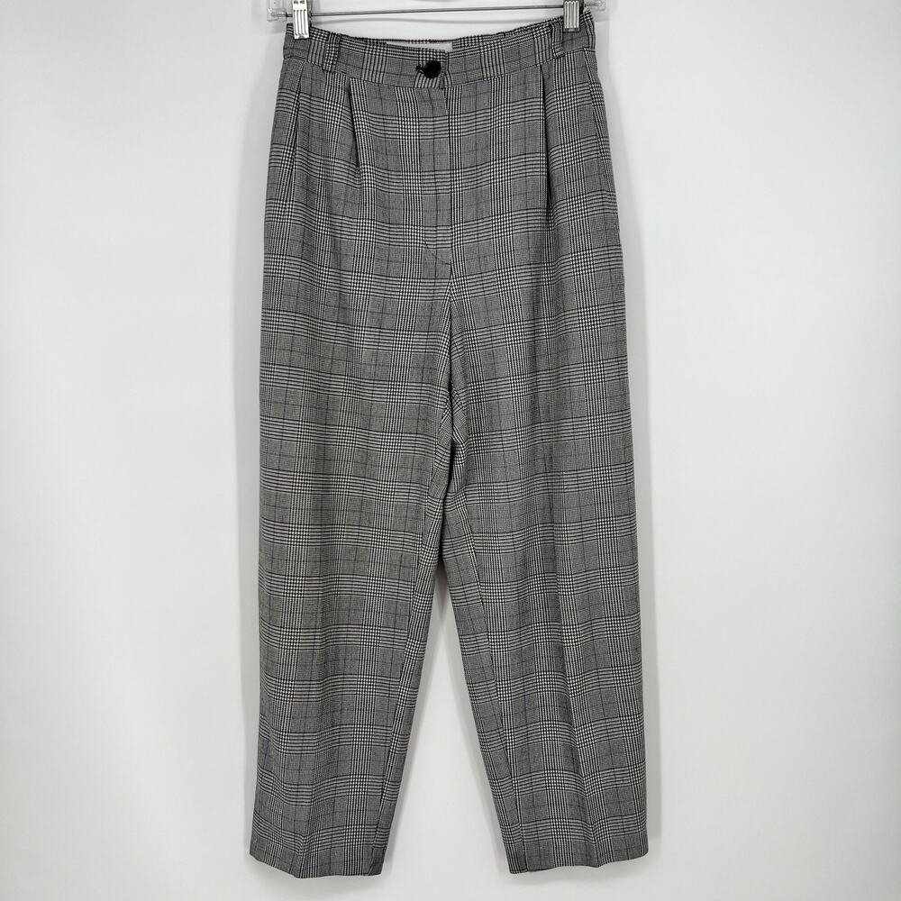 Vtg Norton McNaughton High Rise Trouser Pant Womens 6 Gray Glen Plaid Pleated